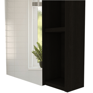 Whirlwind 1 Shelf Rectangle Medicine Cabinet Black Wengue <b>Bath</b> <b>Mirror</b> with Reflective Interior - Product Image 2