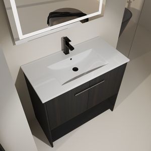 Meuble-lavabo autoportant de 36 pouces avec 2 portes à fermeture douce, vasque en céramique et armoire en contreplaqué - Meubles-lavabos - Product Image 6