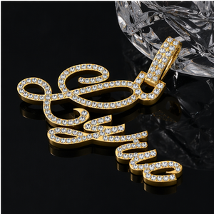 Collar Personalizado con Letras en Cursiva Estilo Hip Hop, Chapado en Rodio y Oro de 10K, con Colgantes de Moissanita, Regalo Unisex - Product Image 3