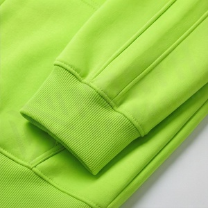 Survêtement à capuche vert lime pour homme, fermeture éclair intégrale, couleur unie, vêtements de sport décontractés avec poches latérales, matière polyester respirante - Product Image 6