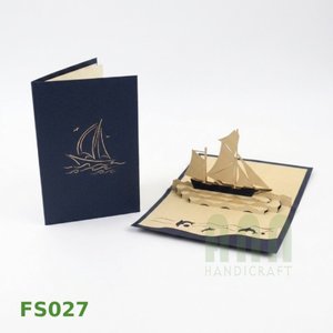 High Quality Handmade 3D Pop-Up Greeting <b>Cards</b> Die-Cut Printed Custom Boat Thanksgiving <b>Wedding</b> Gift <b>Box</b> Made Vietnam Paper - Product Image 1