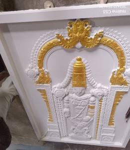 Panneau mural personnalisé en pierre 3D, sculpté à la machine, représentant le Dieu indien traditionnel Lord Venkateswara, sculpture en relief pour jardin extérieur AV - Product Image 5