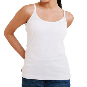 Camisetas sin Mangas al por Mayor, Camisetas Cortas de Alta Calidad para Mujer con Bordado Frontal Personalizado, Color Sólido, Spandex y Algodón - Product Image 1