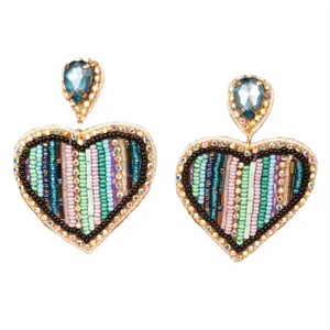 CRYSTAL CRAFT New handmade flower rice bead bead bead <b>tassel</b> ear hook personalized <b>earrings</b> - Product Image 6