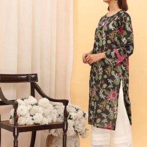 1PC Pret Black Digital Printed PS5188 Cocktail Dress Elegant Lawn Shirt - Product Image 2