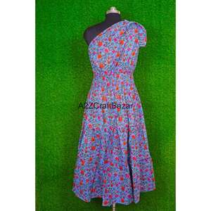 Túnica Casual Midi con Hombros Descubiertos, 100% Algodón Puro, Estampado Floral Elegante, Cómoda, con Botones, para Fiesta o Playa, Superventas - Product Image 6