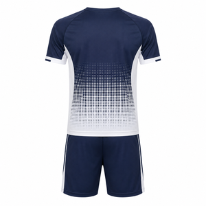 Conjunto de Camiseta y Pantalones Cortos de Pickleball para Hombre, Color Azul Marino y Blanco con Degradado Estampado por Sublimación, Transpirable, de Secado Rápido, Cintura Elástica, Ajuste Atlético - Product Image 3