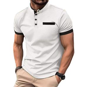 Summer Men Knitted 100% Cotton Short Sleeve Casual Slim Fit Breathable for Shirt for Running Golf Outdoor Use - Product Image 1