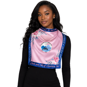 Jack and Jill The Power of Us Printed Scarf Pink Satin Square Scarf Stylish Elegant <b>Head</b> <b>Wrap</b> Fashion Accessory - Product Image 1