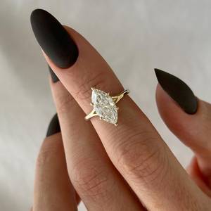 2 Carat Marquise Lab Grown Diamond Cathedral <b>Split</b> Shank Dainty Engagement <b>Ring</b> , 14k Gold , 6 Prongs , IGI Certified - Product Image 4