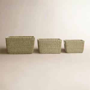 Juego de 3 cestas tejidas con bases inclinadas. Cesta de almacenamiento hecha a mano. Venta al por mayor. Ecológico. Hecho en Vietnam. - Product Image 1