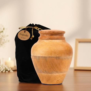 Handmade Mango Wood Funeral Urn Wooden Ash Urn for Human Cremation Remains by AYAANS - Product Image 1