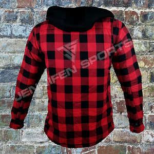 เสื้อเชิ้ตผ้าแฟลนเนลสำหรับขี่มอเตอร์ไซค์ผู้ชาย แห้งเร็ว กันลม OEM เสื้อป้องกันสำหรับขี่มอเตอร์ไซค์ อุปกรณ์สำหรับนักขี่มอเตอร์ไซค์ ขนาดสั่งทำพิเศษ บุผ้าเคฟลาร์ - Product Image 2