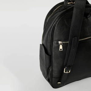 Minimalist Black Genuine Leather <b>Laptop</b> <b>Backpack</b> with Zipper Closure and Shoulder Straps for Daily Use - Product Image 5