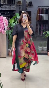 ชุดเดรสลำลองสไตล์ตะวันตกพิมพ์ลายดอกไม้น่ารักแฟชั่นใหม่ประจำฤดูร้อนปี 2026 ของ AARYA  แบบหลวมๆ ความยาวปานกลาง ซักได้ แขนสั้นสำหรับผู้หญิง - Product Image 6