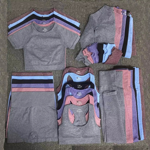 Conjunto de Yoga sin Costuras para Mujer, 2 Piezas, Ropa Deportiva Informal de Verano, Antiestática, Poliéster/Algodón, Sin Mangas, Cintura Alta - Product Image 6
