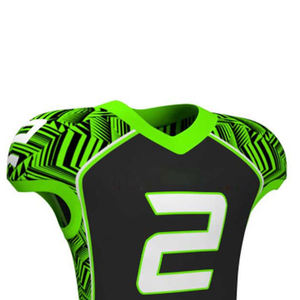 Uniforme de Fútbol Americano Sublimado Personalizado, Conjunto de Pantalones y Camiseta Negra y Verde para Hombre, Cuello en V, Sin Mangas, Ajuste Atlético, Absorbe la Humedad - Product Image 2