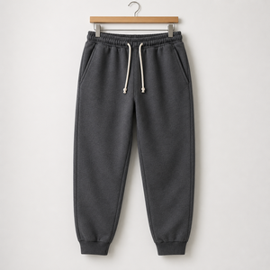 Flox Apparel Custom 350 GSM Classic <b>Cuffed</b> Fleece Drawstring <b>Joggers</b> 80% Cotton 20% Polyester Breathable Midweight Men's Winter - Product Image 3