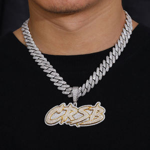 Colgante con Letra CRSB, Chapado en Oro de 18K, Aleación con Cristales de Imitación, Estilo Hiphop, Joyería para Hombre, Regalo - Product Image 2