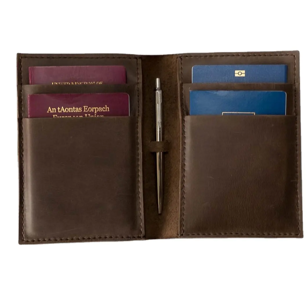 Echtes Leder Passport Wallet, Passport Travel Wallet, Hochwertiger günstiger Preis FOB-0001