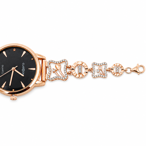 Montre bracelet pour femme en argent sterling 925, résistante à l'eau, cadran noir, accent cristal, mouvement à quartz, élégante, bijoux de mode haut de gamme - Product Image 4
