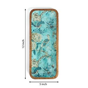 Mango Wood Camellia Printed Serving Platter Ideal for <b>Snacks</b> Fruits & Desserts Handcrafted Elegant Decorative for Hotel and Cafe - Product Image 2