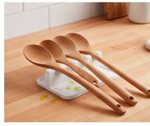 Reposacucharas Cuadrado de Silicona Blanca con Diseño de Drenaje Ranurado para Uso Doméstico - Product Image 4