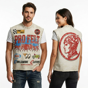 Street Wear Custom Embroidery <b>Logo</b> Sleeveless Tank Top Distressed Cotton Streetwear Biker Style Casual Summer OEM ODM Shirts - Product Image 2