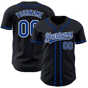 Wholesale Direct Manufacturing Industry Custom Black Royal Pinstripe Royal-White Authentic Baseball Jersey - Product Image 1