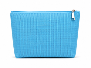 Simple Blue Jute Cosmetic <b>Case</b> with Zipper Closure Portable Small <b>Makeup</b> Bag - Product Image 4