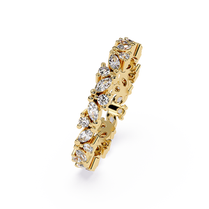 Anillos de Diamantes Solitarios de Plata de Ley 925 con Diamantes Naturales Certificados por GIA, Corte Marquesa, Color D, en Oro Amarillo para Mujer - Product Image 1