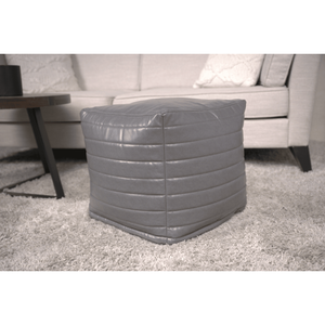 Candy contemporaneo Pouf quadrato in ecopelle grigio sgabello e ottomana - Product Image 1