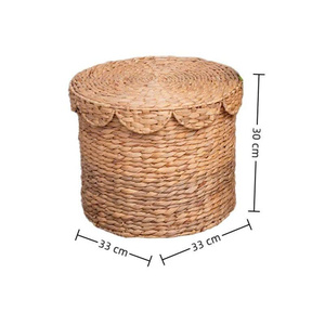 <b>Large</b> Water Hyacinth <b>Storage</b> <b>Basket</b> with Scalloped Lid - Product Image 5