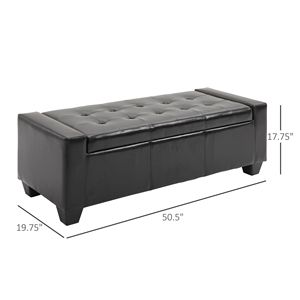 Pouf contenitore versatile in similpelle nera trapuntata da 128 cm per soggiorno, ingresso, camera da letto - Sgabelli e Pouf - Product Image 3
