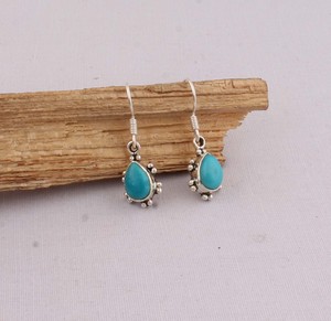 Wholesale Natural Turquoise 925 <b>Sterling</b> <b>Silver</b> <b>Dangle</b> <b>Earrings</b> December Birthstone Blue Gemstone Drop <b>Earrings</b> High Quality - Product Image 3