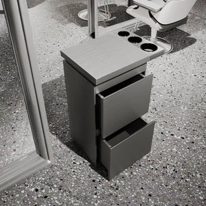 Gabinete de Herramientas de Acero Inoxidable para Salón de Belleza, Carrito de Trabajo Moderno para Barbería, Armario de Almacenamiento con Cajones y Portavasos - Product Image 5