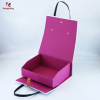 Boîte cadeau rigide pliable en carton gris recyclable avec poignée, personnalisable avec logo en relief, pour perruques, extensions de cheveux et cosmétiques