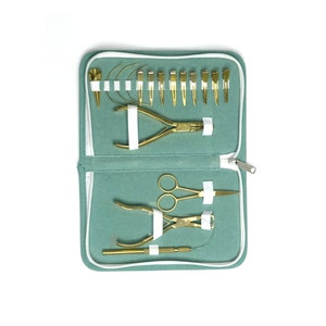 Kit de Herramientas para Instalación de Extensiones de Cabello con Pinzas de Acero Inoxidable Resistentes, Agujas para Coser, Hilo para Tejer y Accesorios - Product Image 2