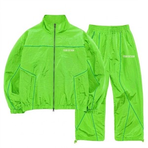 Causal Comfortable Logo <b>ZIP</b> <b>Up</b> <b>Jacket</b> Nylon Sets Unisex Running Windbreaker Set With Reflective <b>Zip</b>-<b>up</b> Polyester Nylon Tracksuit - Product Image 5
