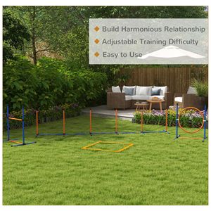 Set di Attrezzature per Addestramento Agility Cani Orange Dog, 4 Pezzi: Ostacoli Regolabili, Pali per Weave, Anello da Salto, Pause Box - Product Image 6