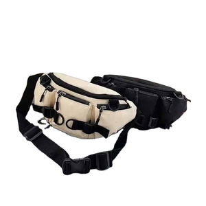 <b>Top</b> Trending Custom Unisex Nylon Waist Bag With Zipper Closure Beige And Black Color Daily Use Fanny Pack Convenient Design - Product Image 1