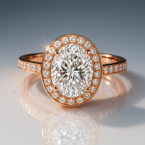 แหวนแต่งงานทองคำขาว 14K ประดับเพชรทรงรี 2 กะรัต เพชรเลี้ยงในห้องปฏิบัติการ สำหรับผู้หญิง - Product Image 3