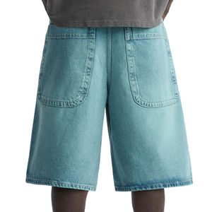 Pantalones Cortos de Mezclilla Largos para Hombre, Estilo Casual, Color Sólido, Lavado Ácido, con Logotipo Personalizado y Diseño Bordado Disponible a Precio Económico - Product Image 2