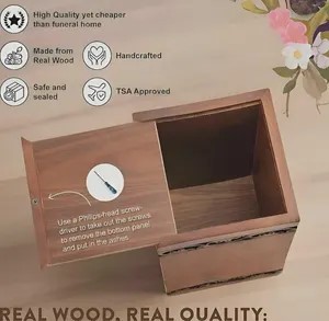 Urne funéraire artisanale en bois et résine motif vague océanique, urne commémorative de plage pour cendres humaines, taille moyenne 9x5,5 pouces, boîte à urne - Product Image 4