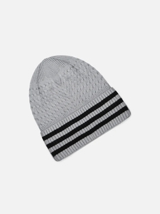 Wholesale Custom Organic <b>Wool</b> Knitted Mohair <b>Beanie</b> Hat Pakistan Made Gray Knitted <b>Beanie</b> with Black Stripes Warm Winter Wear - Product Image 2