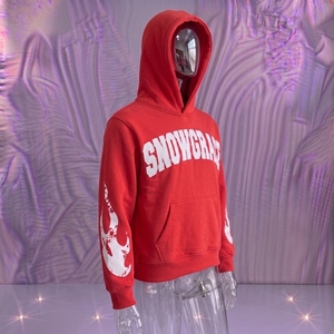 Sudadera con Capucha Roja Snowgrace, Oversize, de Forro Polar, Informal, Unisex, para Invierno, con Diseño de Llamas Estampadas - Product Image 2