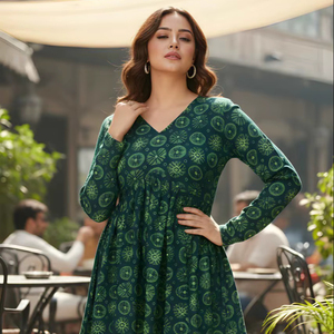 Blusa Casual para Mujer, Cuello en V, Estampada, Tela de Seda Delta, Largo Regular, Manga Larga, Completamente Cosida, Estilo Occidental - Product Image 3