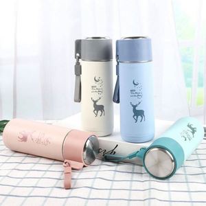Gobelet à eau à double paroi de 450 ml avec motif animal, logo personnalisé, poignée en verre, bouteille d'eau cadeau - Product Image 1