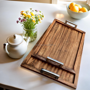 Bandeja de Servir de Madera Maciza, Bandeja Decorativa de Madera para Cocina, Mesa de Comedor, Desayuno, Café y Té - Product Image 5