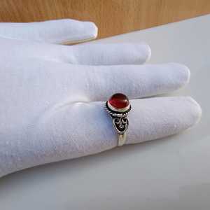 Bague Art Déco en Cornaline Rouge Naturelle, Plaqué Argent Sterling 925, Bijou Fait Main en Pierre Précieuse pour Femme, Élégante pour Mariage et Soirée - Product Image 1